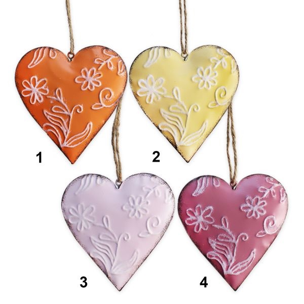 Srdce závěs kov 10cm mix